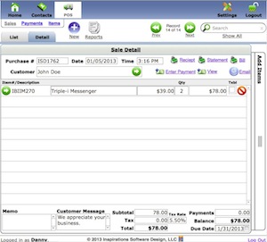 Sale transaction interface
