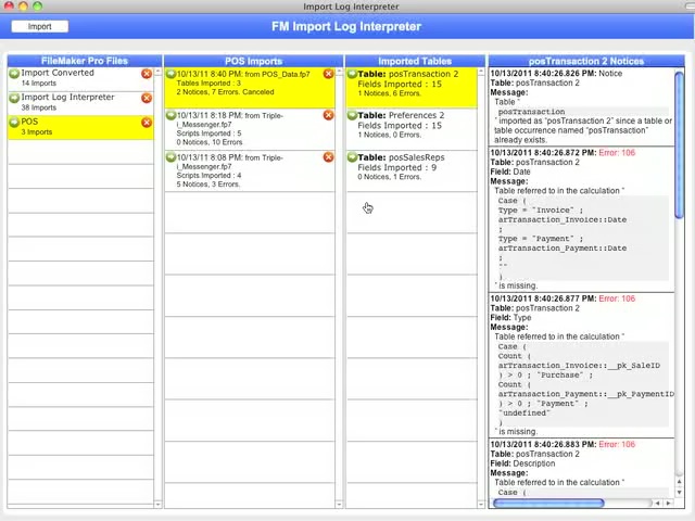 Import Log Interpreter